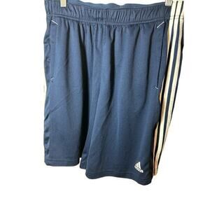 Mens Adidas Soccer Shorts Blue and‎ white Climacool sz lg